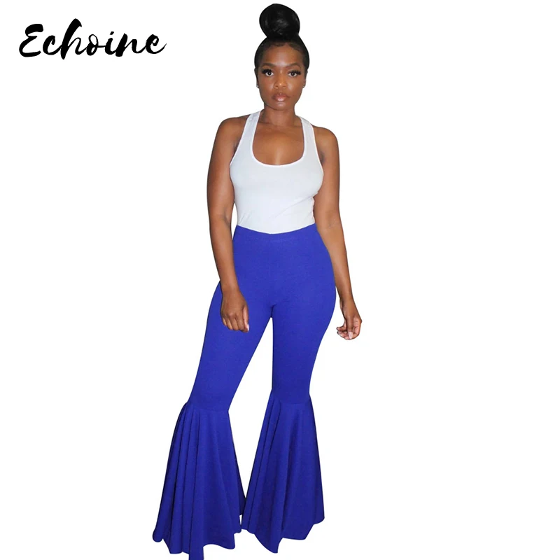 Брюки клеш Женские с оборками средней посадки широкими штанинами|Брюки| |