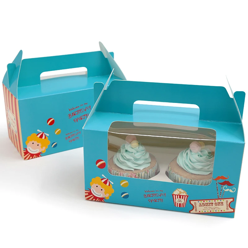 Хлебобулочная упаковочная коробка с ручкой прозрачная для торта кексов и