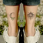 Татуировка Временная водостойкая, наклейка sun Moon, ненастоящее тату, флэш-тату на запястье, ногу, руки на руку, тату для девочек, мужчин, детей