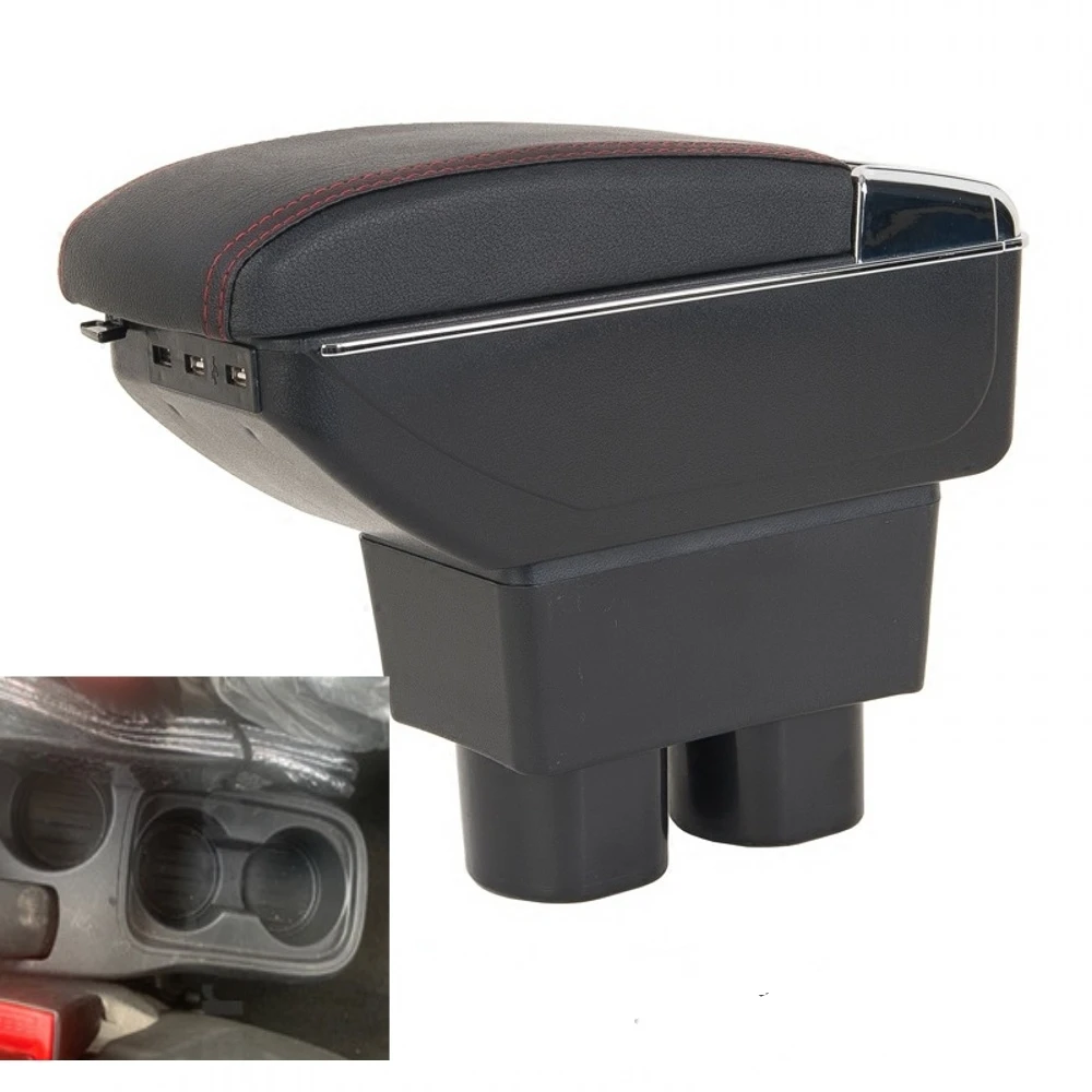 

For Ford Figo armrest box central Store content Storage box Seat armrest box with cup holder ashtray USB interface