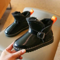 girls snow boots 2022 winter children korean boys non slip flat warm ankle boot kids fashion solid black waterproof cotton boots
