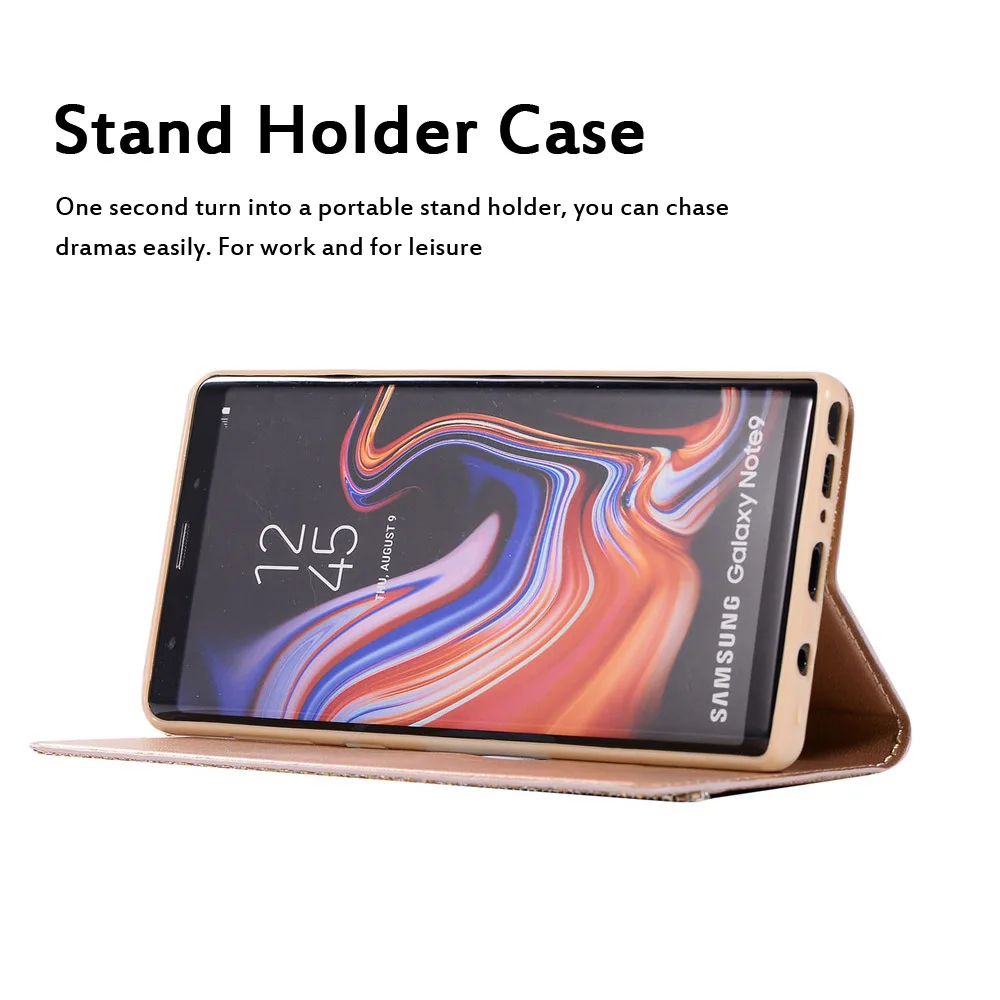 Чехол-бумажник из искусственной кожи для Samsung Galaxy S10E S7 Edge S8 S9 Note 8 9 блестящий