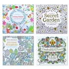 4 pcs 24 Pages Animal Kingdom English Edition Coloring Book for Children Adult Relieve Stress Kill Time Painting Drawing Books