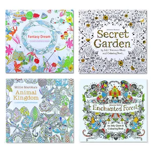 4 pcs 24 Pages Animal Kingdom English Edition Coloring Book for Children Adult Relieve Stress Kill Time Painting Drawing Books