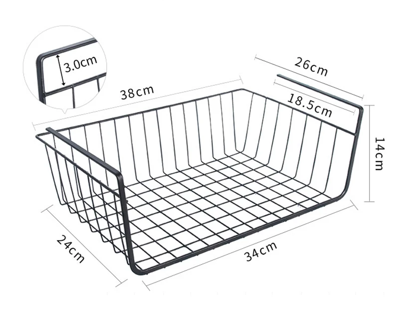 Подвесная железная полка для хранения под шкаф сетчатая корзина кухонная стойка