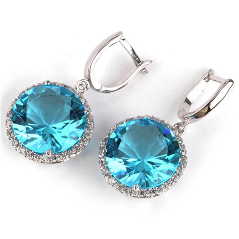 Серьги SHUNXUNZE для женщин, аксессуары, роскошный розовый фиолетовый светло-голубой Радужный кубический цирконий, посеребренный R146 R486 R737 R749