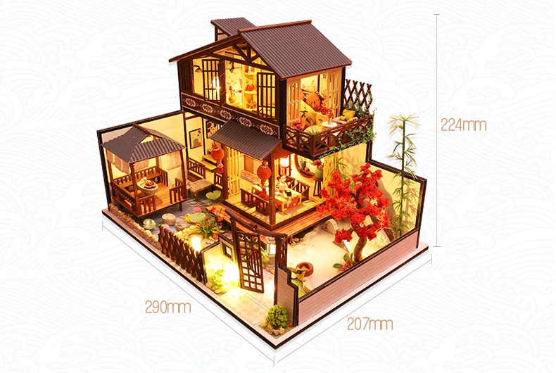 

Diy Doll House Furniture Diy Case Miniature Wooden Miniaturas Dollhouse Toys for Children Birthday Gifts Chinese Style P002