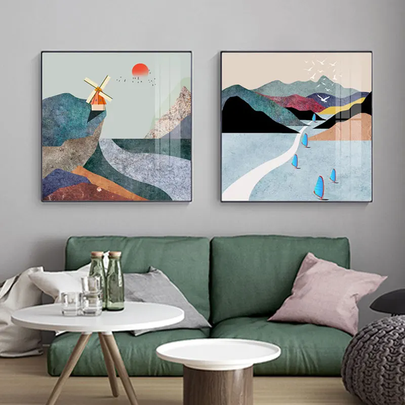 

Nodic Landscape Posters Painting Pictures Modern Wall Art Pictures for Living Room Bedroom Art Entrance Unique Square Home Decor