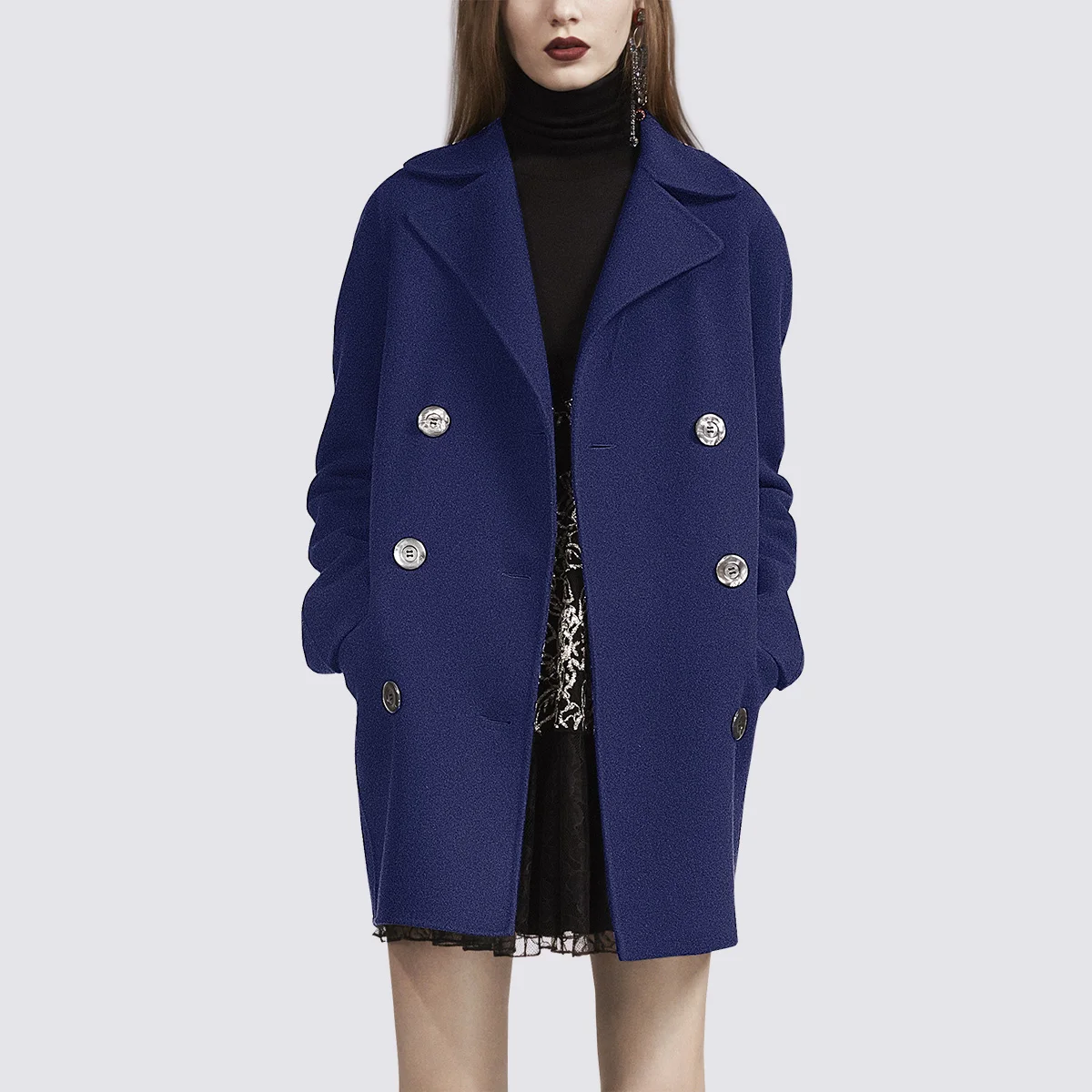 

Fashion temperament wool double-sided tweed coat female winter 2021 new double-breasted tweed coat