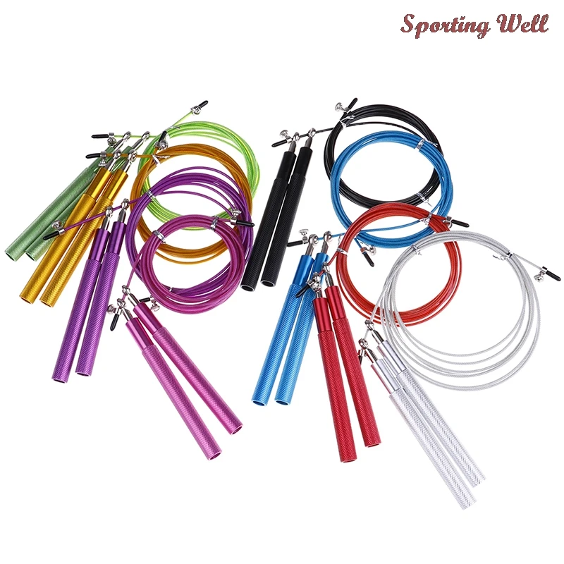 

Спортивная скоростная Скакалка с шарикоподшипником, металлическая ручка, кабель из нержавеющей стали для скакалки, фитнес оборудование