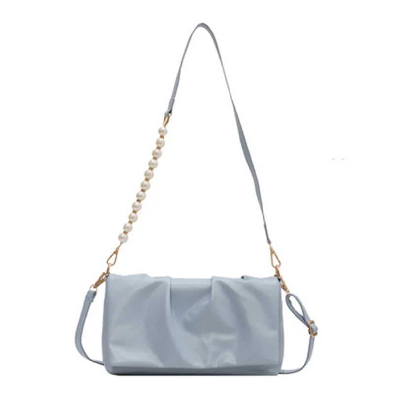 

Pu Leather Women Solid Color Messenger Bag Fashional Beading Square Handbag For Ladies High Quality Crossbody Bags