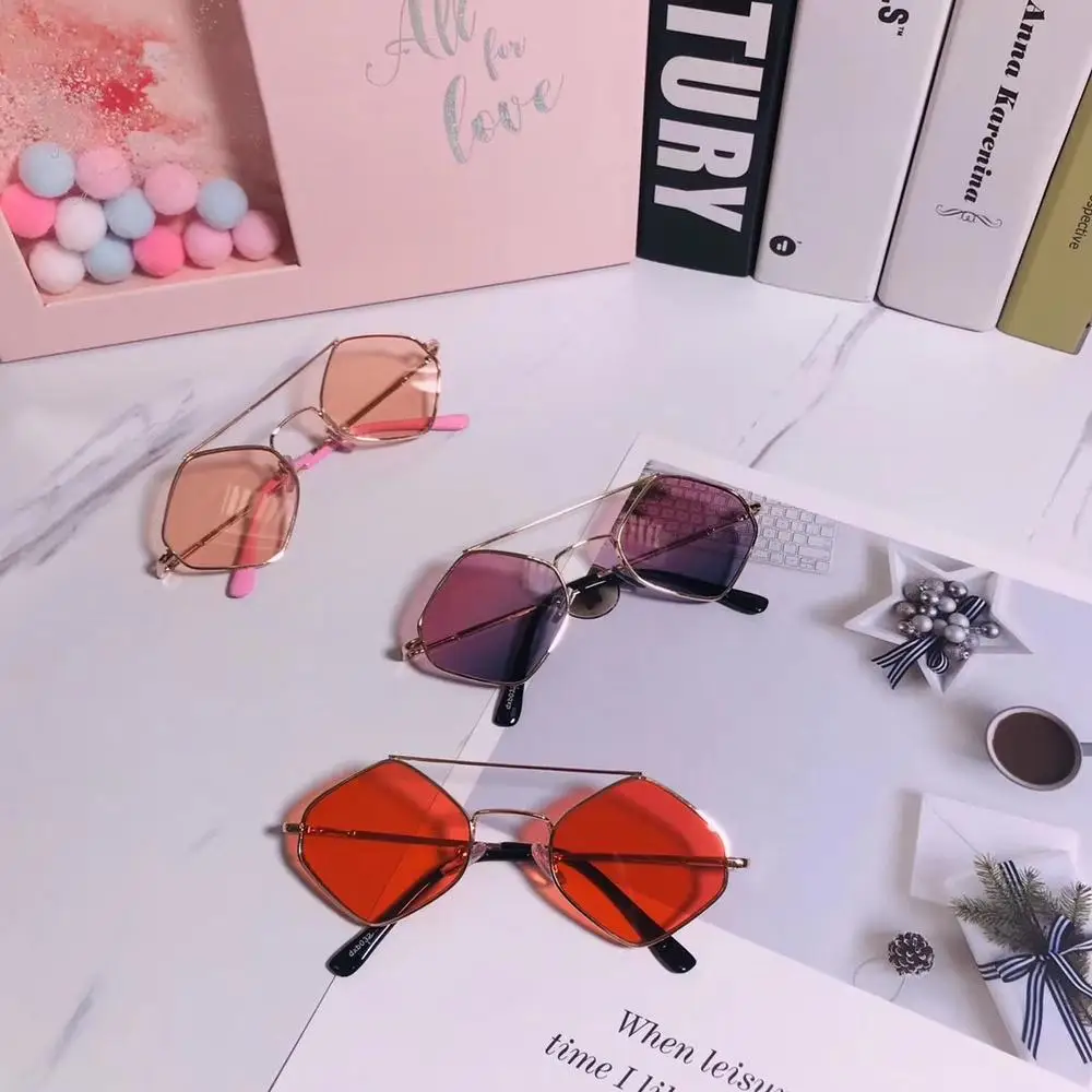 Новинка модные детские солнцезащитные очки металлические двойные лучевые с