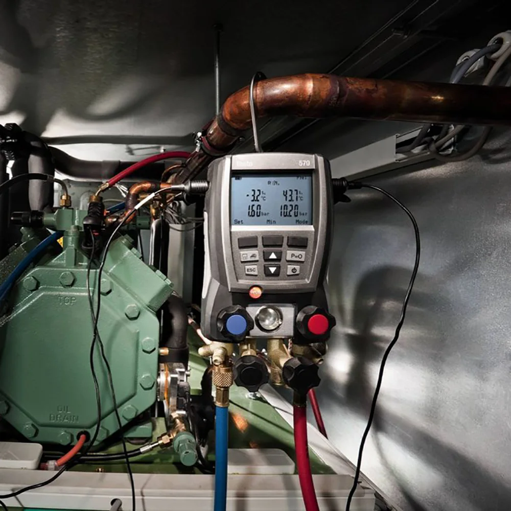 Комплект цифрового манометра Testo 570 2 4 клапана с зажимами датчик давления в