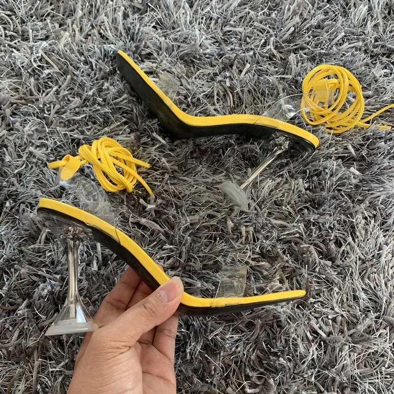 

PVC Transparent Shoes Ankle Cross Strap High Heels Shoes Women Sandals Peep Toe Sexy Party Female Ladies Shoes Women Sandalias