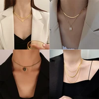meyrroyu stainless steel new punk hip hop geometric pendant necklace for women link chain 2021 trend gift party fashion jewelry