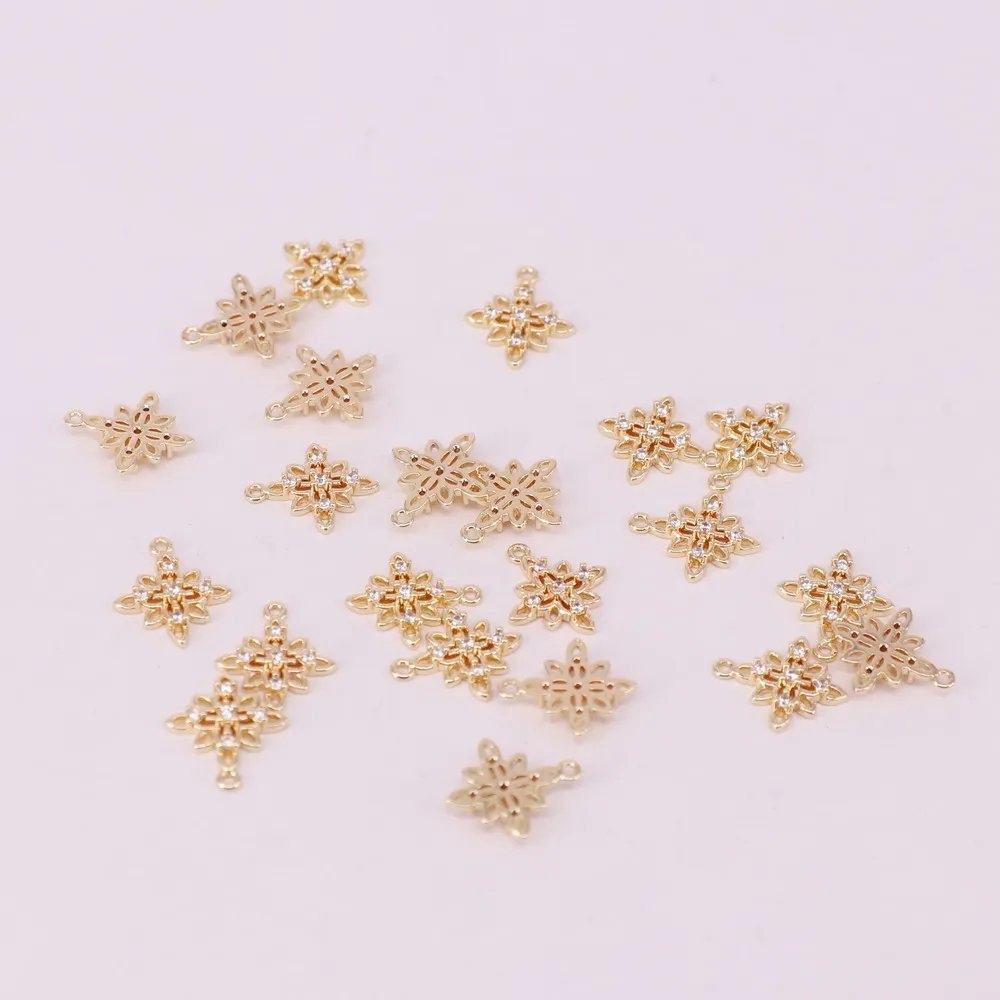 

10pcs/bag 11x13mm sun flower pendant with cz high quality gold plated jewelry DIY material