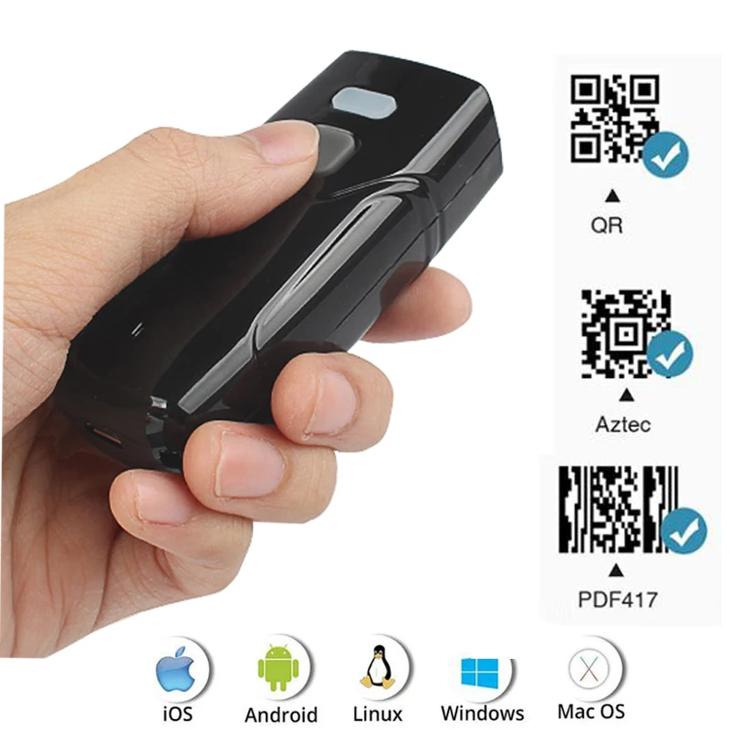 Мини сканер штрих кода T7000 T7000X USB проводной Bluetooth 2 4G 1D 2D QR PDF417 код для iPad iPhone Android