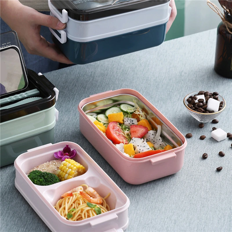 

New Lunch Box Bento Box For Student Office Worker Double-layer Microwave Heating Lunch Container Food Storage Container
