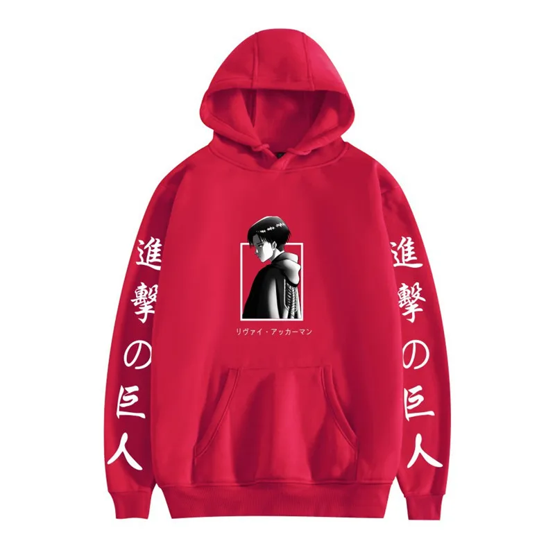 

Anime Attack On Titan Hoodies Cool Levi Pullover Hooded Sweatshirt Men's Long Sleeve Clothing Women Casual Loose Tops