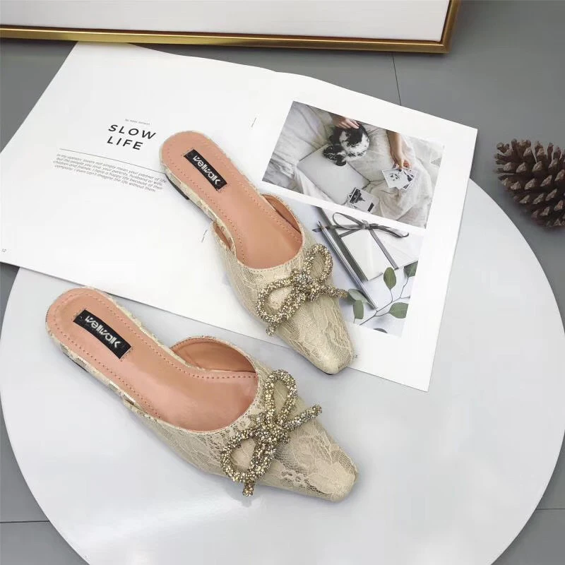 Шлепанцы Wellwalk женские плоская пеньковая обувь с бантом-бабочкой без застежки