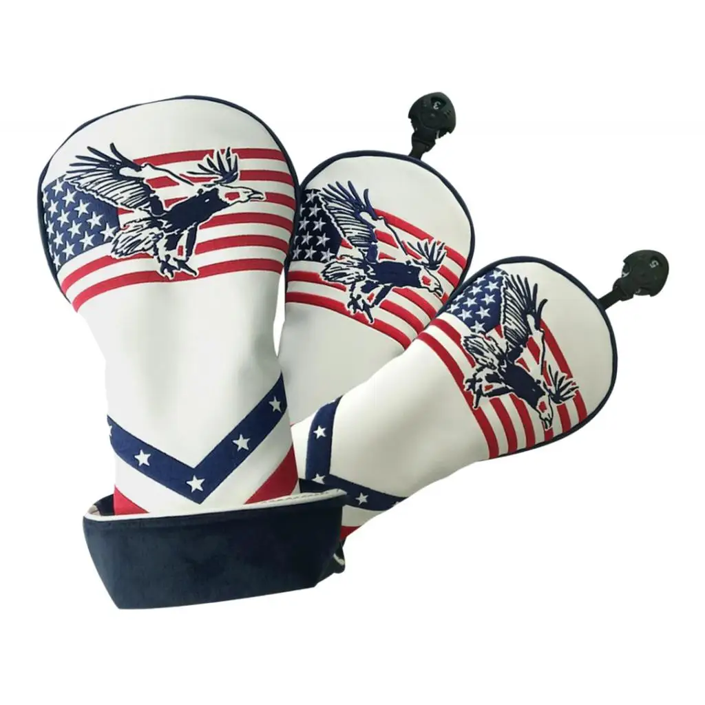 

3pcs Premium PU Golf Wood Driver Headcover Golfer Club Head Covers with No. Tag