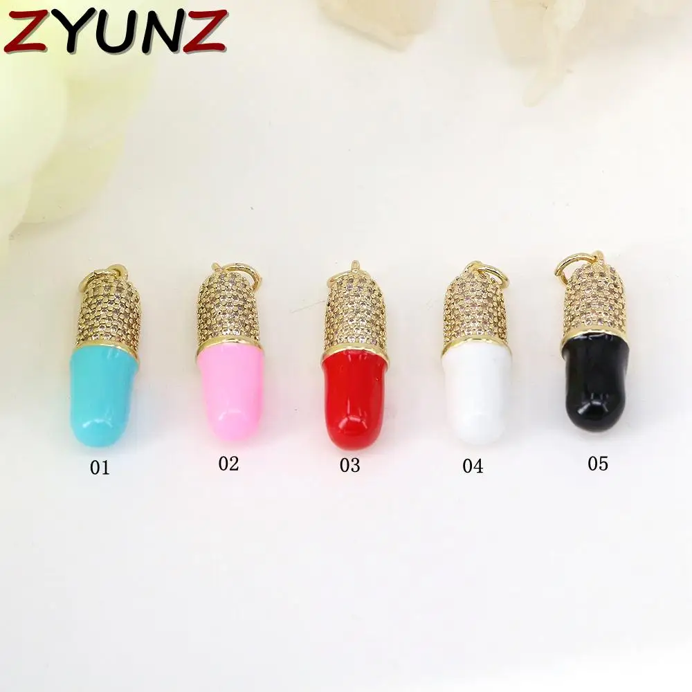 

5PCS, Micro Pave Pill Pendant -Cubic Pill Charm -Enamel Pill Charm -Statement Charm for Necklace Pendant