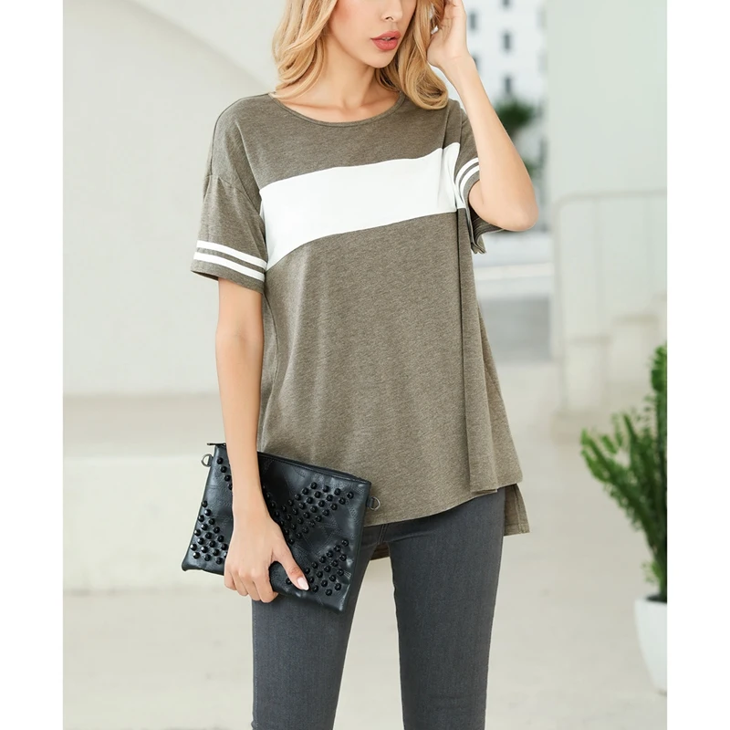 Женская модная повседневная футболка с круглой горловиной и Цвет одинаковая