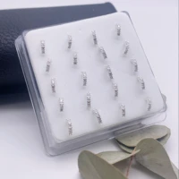 s925 pure silver nose ring white zircon curved nose ring piercing nariz body jewelry 20pcs box packed simple fashion ornaments