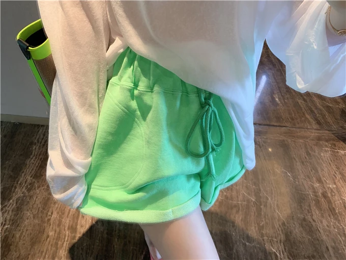 

Women's Shorts Summer 2021 Net Red High-Waist Casual Sports Shorts All-Match Slimming Curled Elastic Waist Wide-Leg Pants