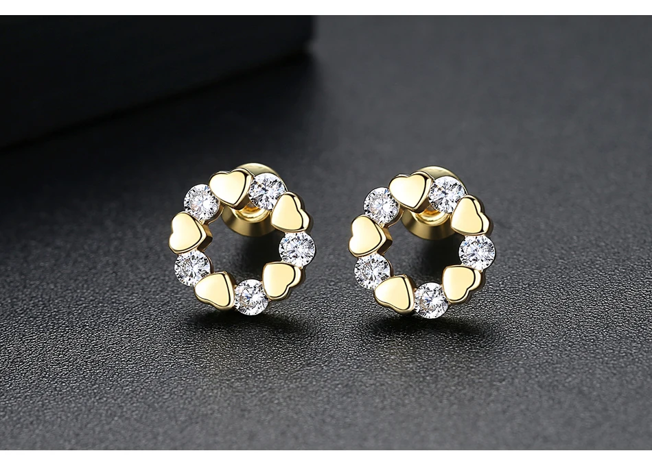 LUOTEEMI Luxury Female Cubic Zirconia Stud Earrings Fashion Small Heart Statement Earrings For Women Vintage Wedding Jewelry