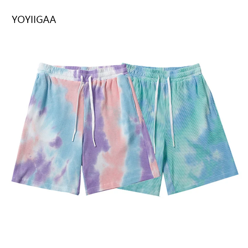 

Tie-dye Printed Women Shorts Elastic High Waist Female Jogging Sports Shorts Summer Vintage Ladies Girls Wide Leg Short Pants