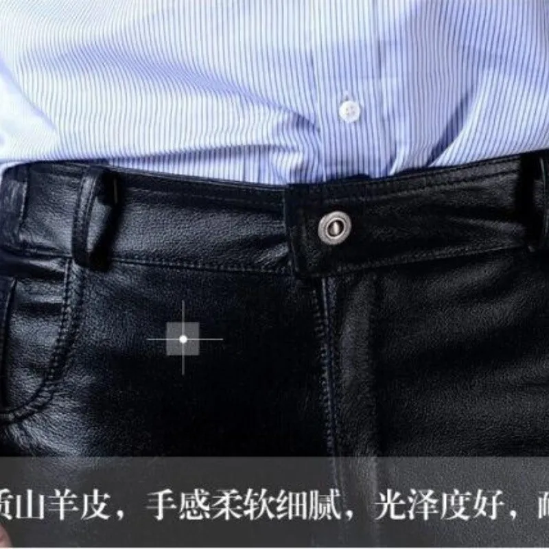 Горячая 2021 мужские новые оригинальные кожаные штаны ветрозащитный теплый