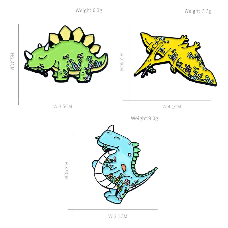 

Flower Pterodactyl Brooch Gifts For Friends Wholesale 1PC Creative Flower Triceratops Brooch Colorful Lovely Animal Pins
