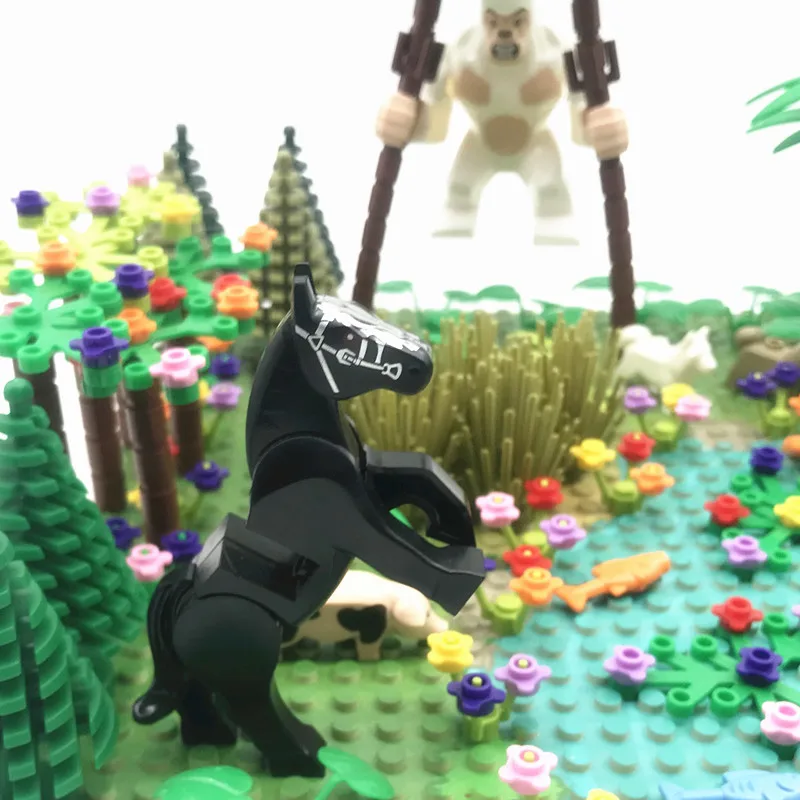 Креативные блоки MOC зеленый куст цветок трава растения лес сад аксессуары