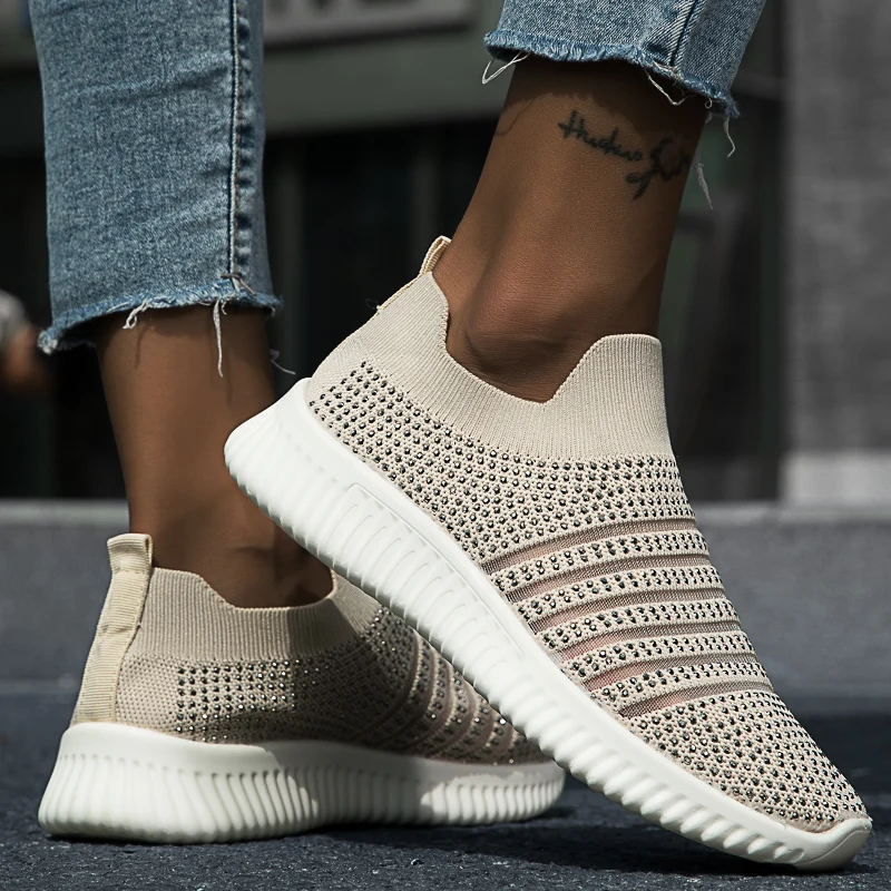 Женская обувь без шнуровки Легкие дышащие кроссовки из сетчатого материала