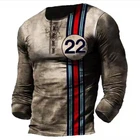 Футболка мужская оверсайз с длинным рукавом, модная повседневная рубашка в стиле ретро, с 3D надписью, с вышивкой, в уличном стиле, весна-осень