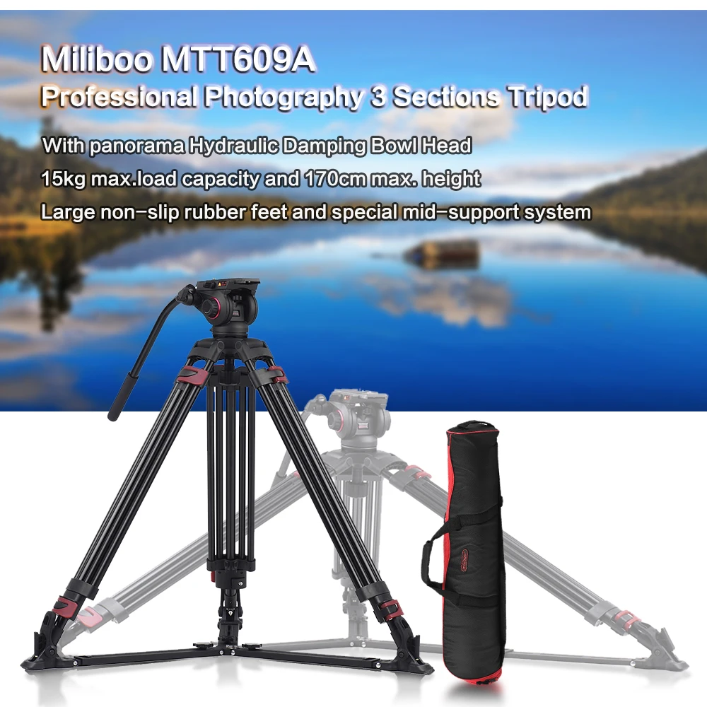 

Профессиональный Трипод Miliboo MTT609A, Трипод для цифровых зеркальных камер Canon, Nikon, Sony, Трипод для фотографии с гидравлической шаровой головкой