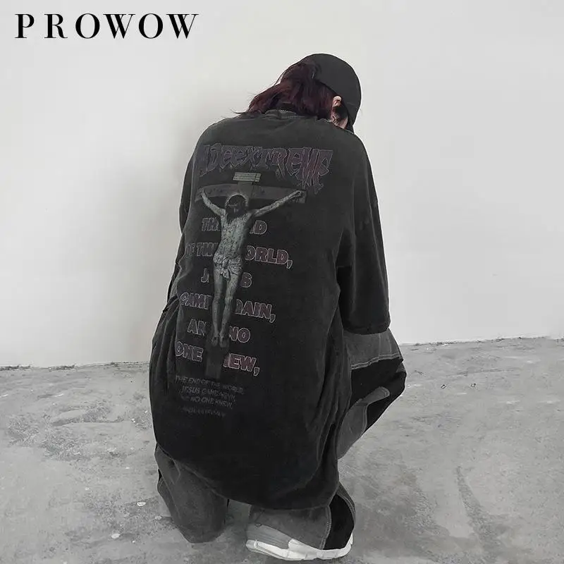 

High Street Cross Wind Printing Do Old Water Short Sleeve T-shirt Men's Wear Loose Languid Is Lazy Wind Restoring Ancient Ways