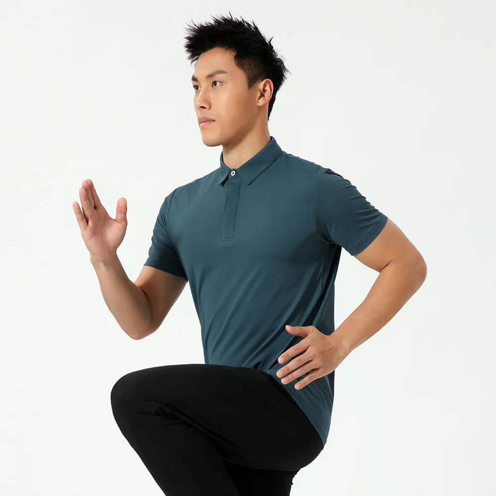 Summer Quick-Dry Golf Wear Casual Short-Sleeve Light Men's Golf Team Wear Fitness Shirt Lapel T-Shirt Golf Wear Running Shirt