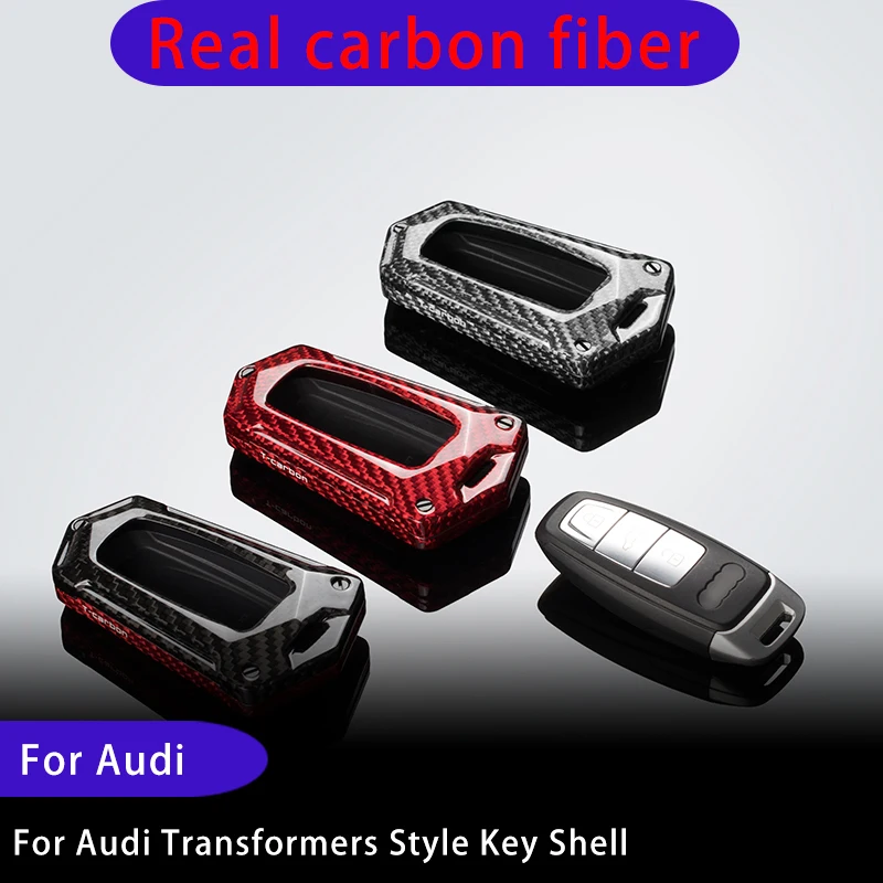 

For Audi carbon fiber key shell Audi A3 A4 B9 A6 C8 A7 S7 4K A8 D5 S8 Q7 Q8 SQ8 modified Transformers style key case key chain