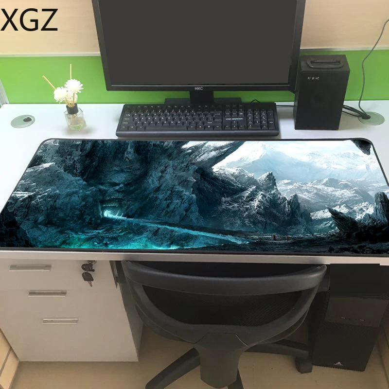 Популярный большой игровой коврик для мыши XGZ Fantasy Ice World черный моющийся с