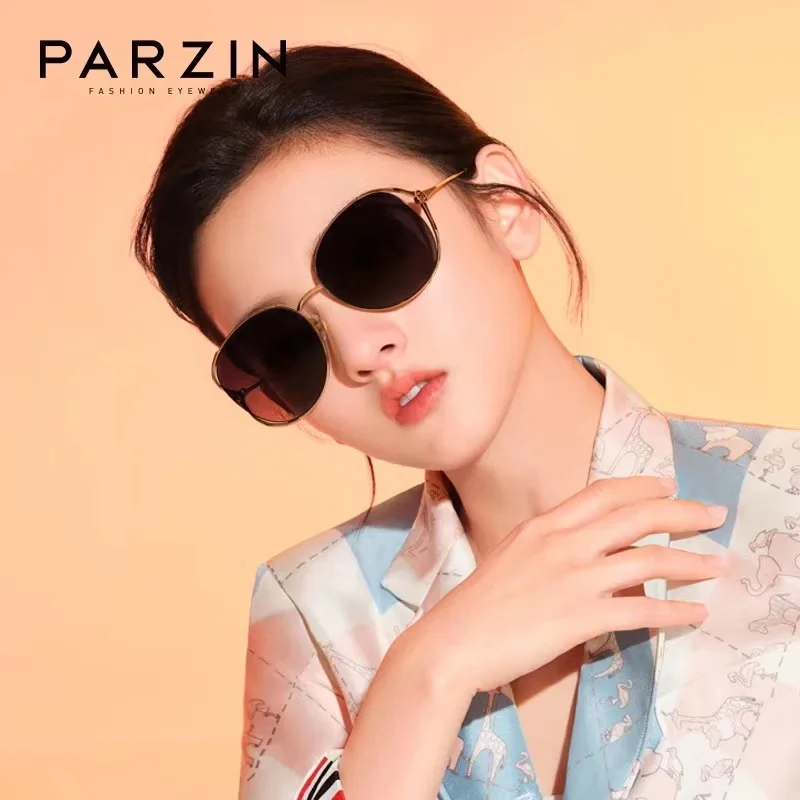 

PARZIN винтажные Круглые Солнцезащитные очки женские полые металлические роскошные брендовые нейлоновые линзы женские солнцезащитные очки ...