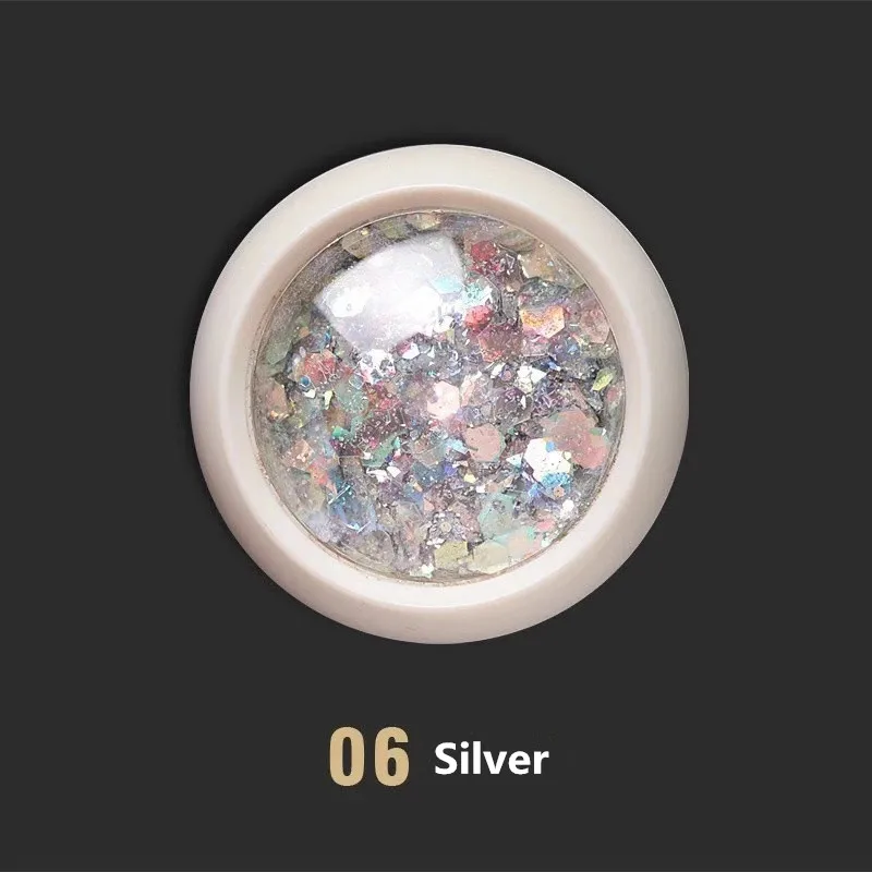 1 коробка смешанные голографические Искрящиеся Блестки для ногтей порошок