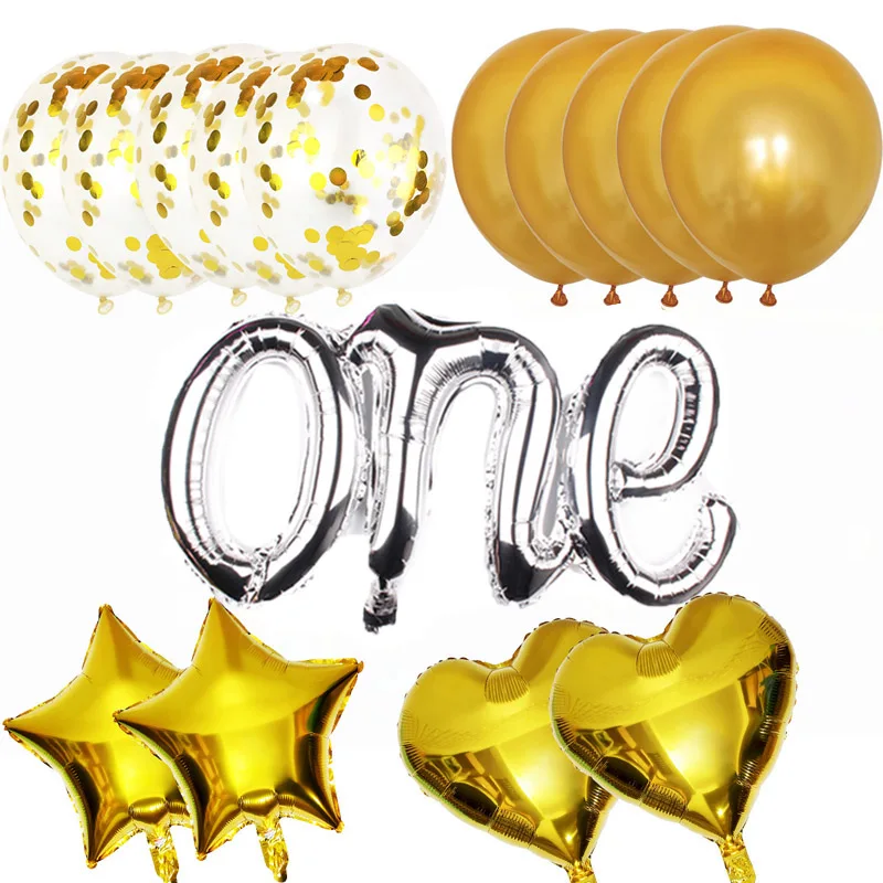 Шарики Leeiu из фольги для мальчиков и девочек на один год рождения шарики розового