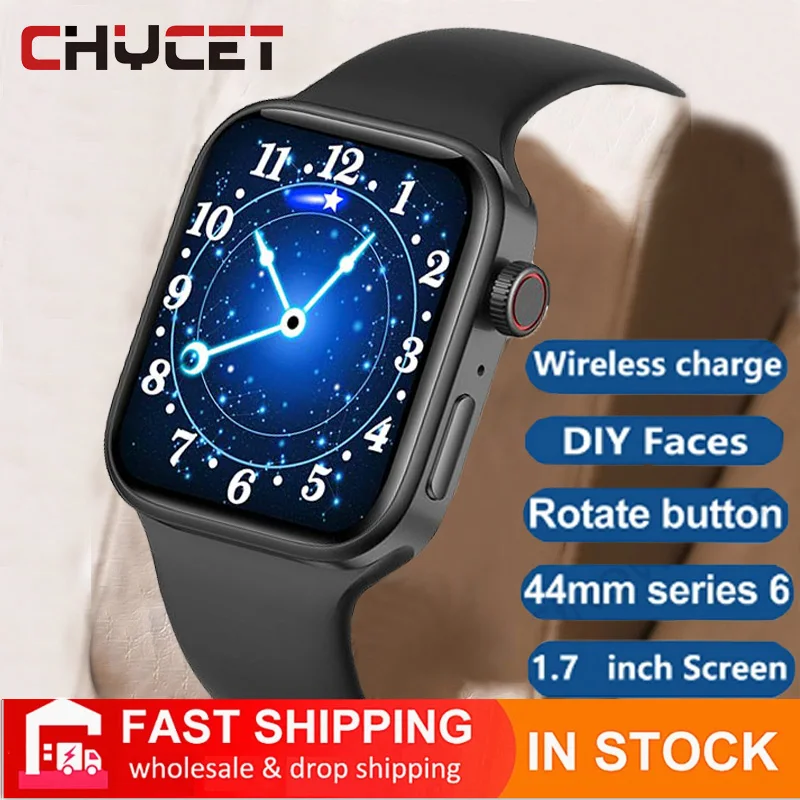 

CHYCET New Smart Watch Men Smartwatch Women Wireless Charge Custom Watch Face Fitness Tracker For Android IOS PK HW22 Pro 2021