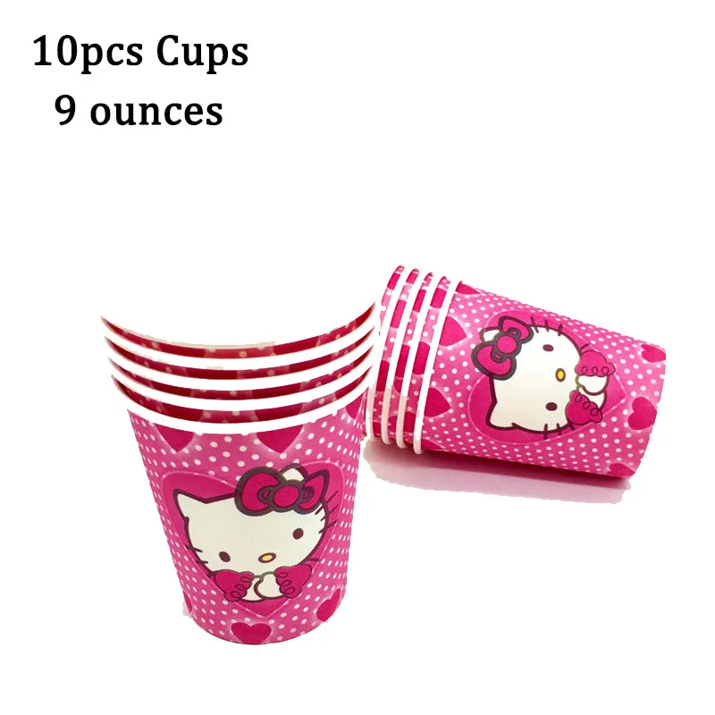 Одноразовая посуда с мультяшным рисунком Hello вечерние розовый кот украшения на