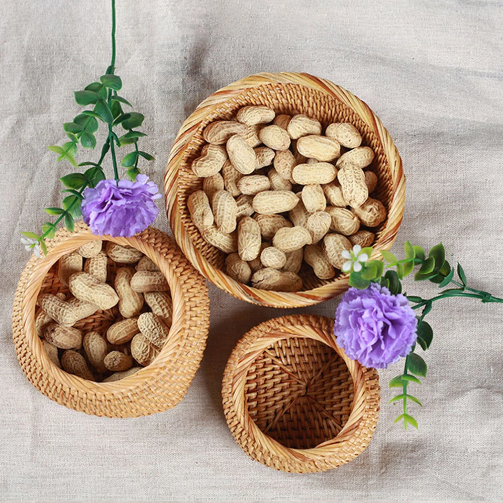 

Rattan Fruit And Vegetable Storage Hand-Woven Storage Basket Bread Basket Snack Gift Basket Dry Small Basket Storage Box Baske