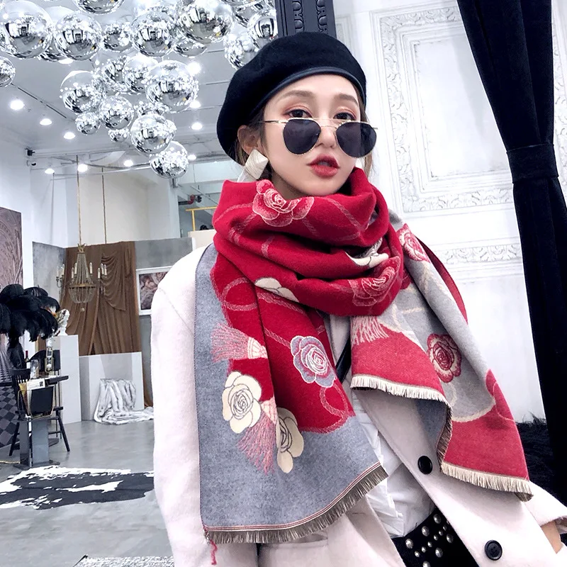 

Autumn Winter New Warm Luxury Brand Scarf Korean Imitation Cashmere Echarpe Thick All-match Cloak Retro Shawl Neckerchief