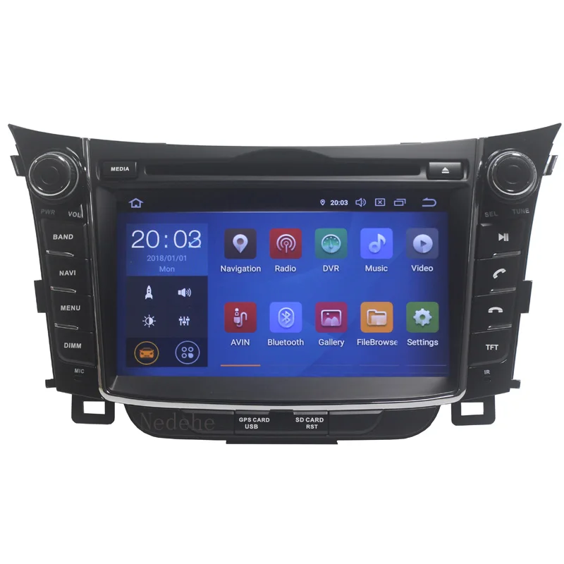 Автомобильный DVD плеер 2 DIN Android 9 Восьмиядерный 4 Гб + 64 ГБ GPS для Hyundai I30 2011 2016