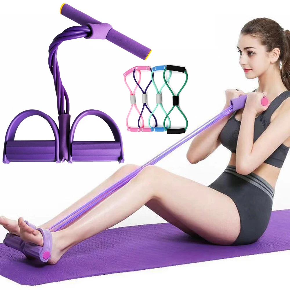 4 Resistance Bands Fitness Elastic Pull Ropes Exerciser Rower Belly Home Gym Sport Elastic Bands For Workout Fitness Equipment